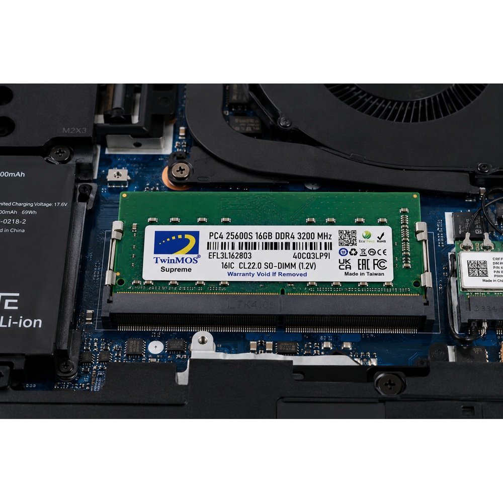 Notebook üzerinde TwinMOS RAM