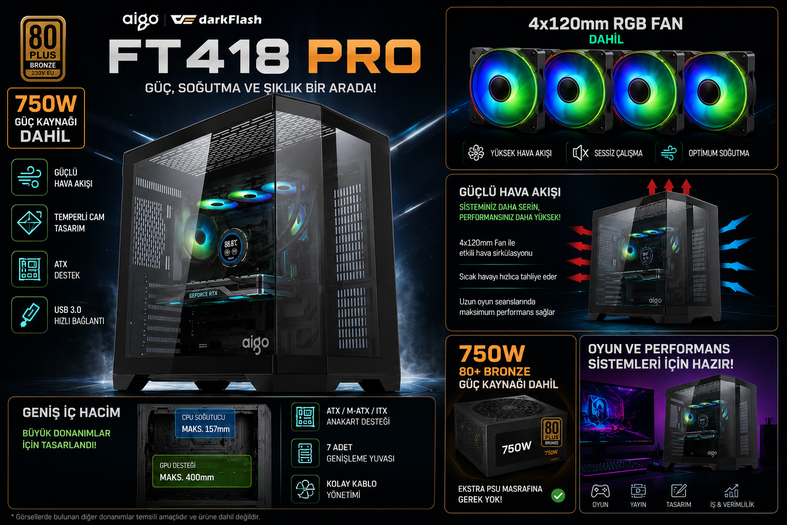Aigo DarkFlash FT418 Pro Oyuncu Kasası