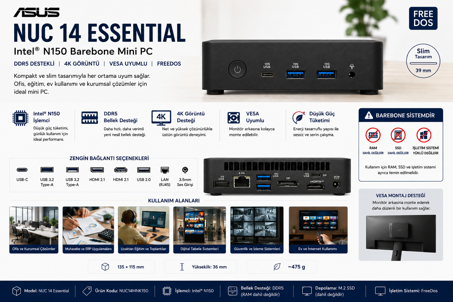 ASUS NUC 14 Essential Intel N150 Mini PC