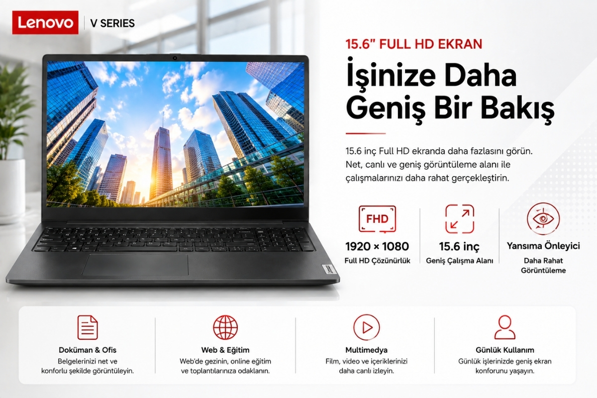 Lenovo V15 G4 IRU 15.6 inç Full HD Yansıma Önleyici Ekran