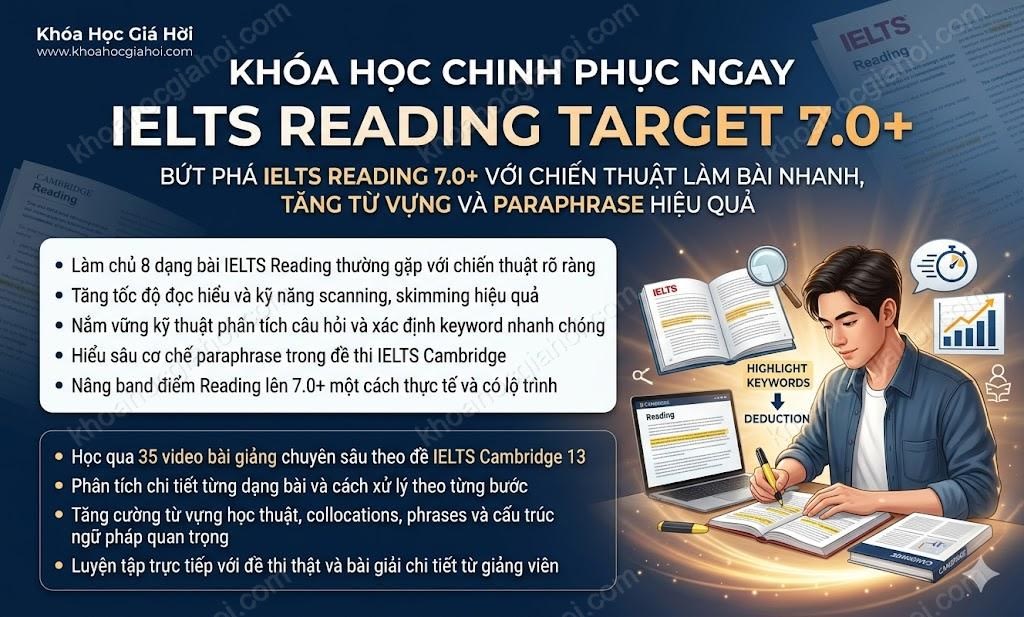 Khóa Học Chinh Phục Ngay IELTS Reading Target 7.0+