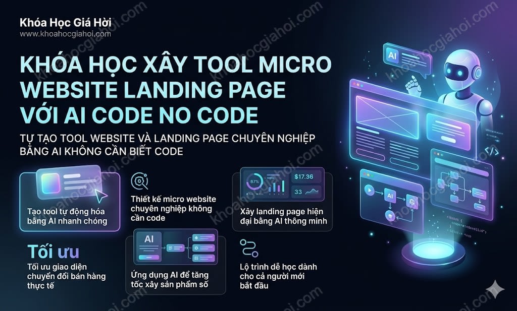 Khóa Học Xây Tool, Micro Website, Landing Page Với AI Code (No Code)