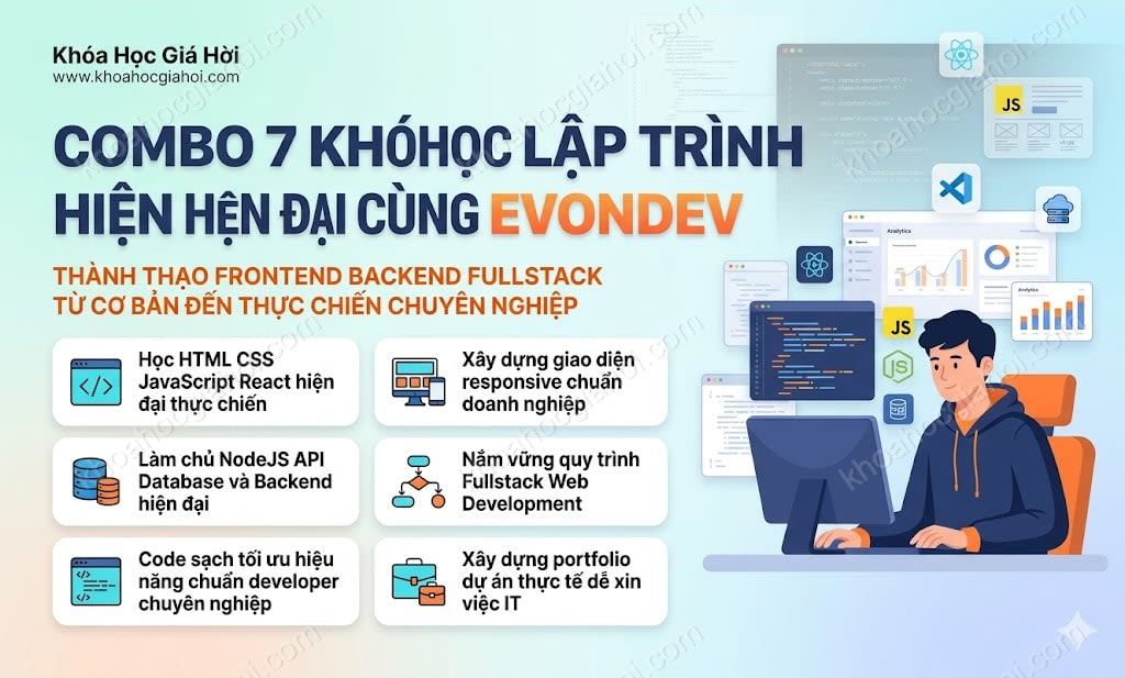 Combo 7 Khóa Học Lập Trình Web Hiện Đại Cùng Evondev