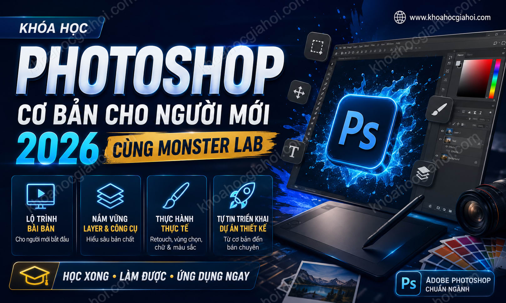 Khóa Học Photoshop Cơ Bản Cho Người Mới 2026 Cùng Monster Lab