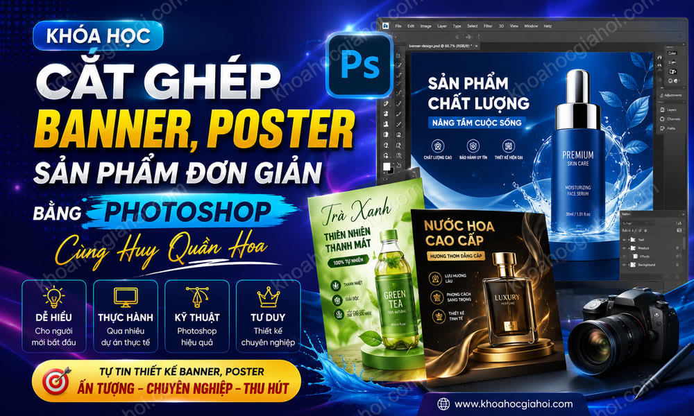 Khóa Học Cắt Ghép Banner, Poster Sản Phẩm Đơn Giản Bằng Photoshop Cùng Huy Quần Hoa