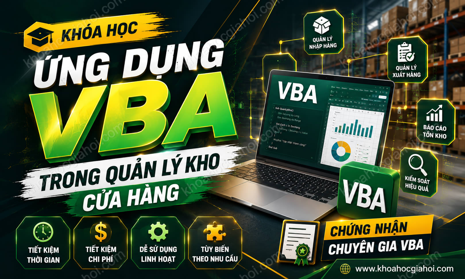 Khóa học Ứng dụng VBA trong công việc quản lý kho cửa hàng