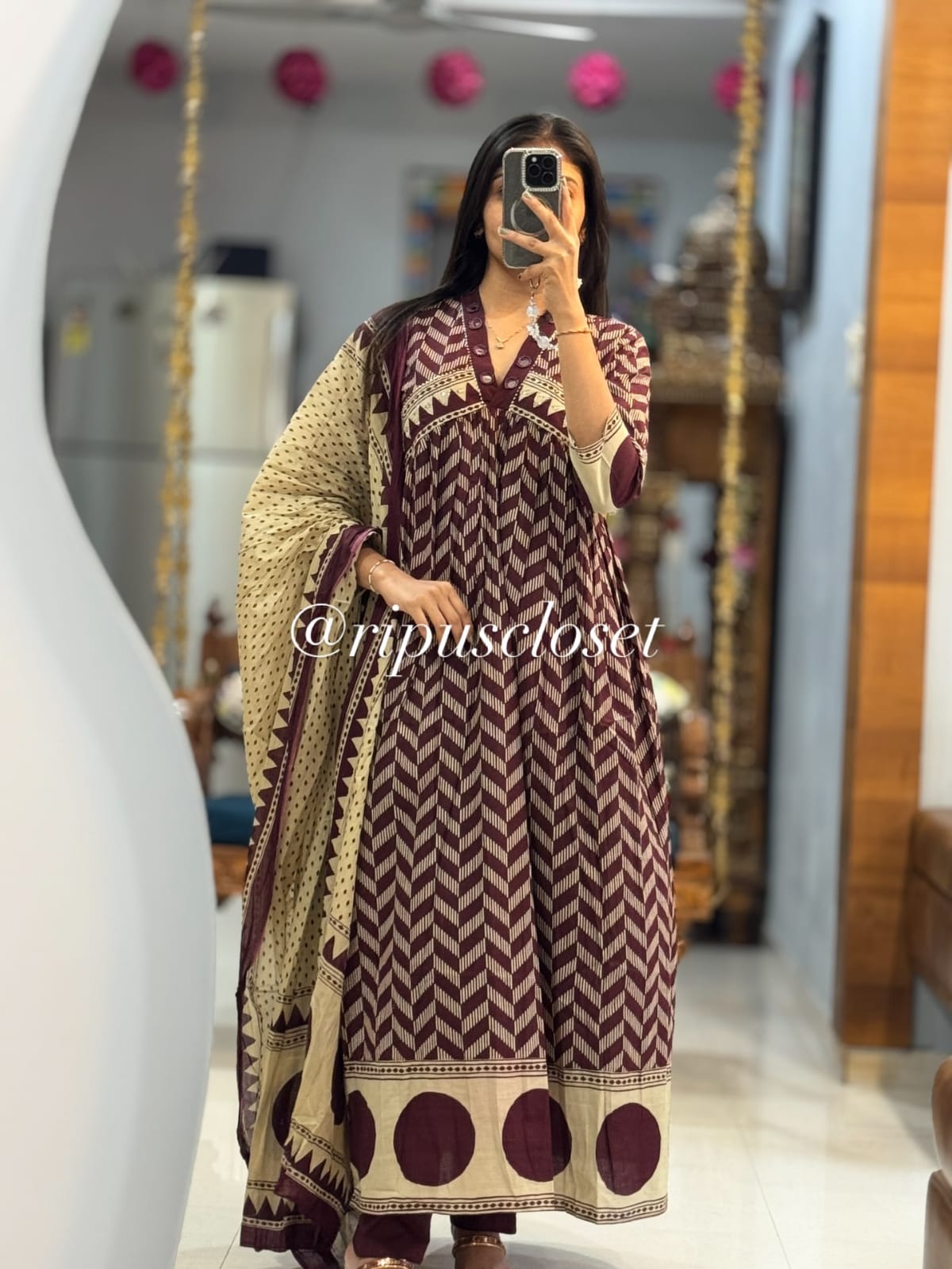 ANARKALI KURTI EMBROIDERY AND MIRROR WORK