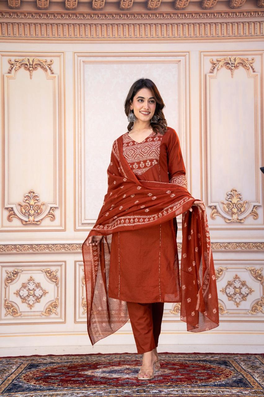 COTTON KURTIS PENT WITH DUPTTA