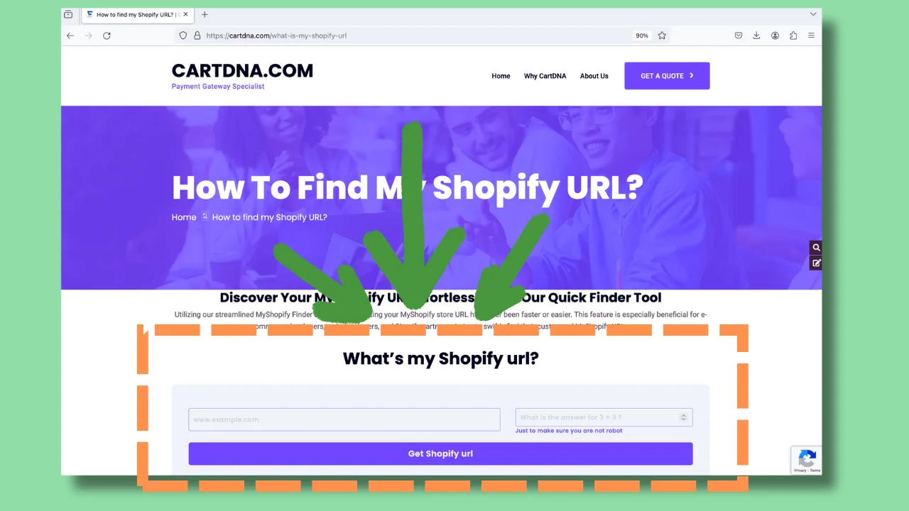 Viewing page source to identify Shopify store myshopify URL — searching for myshopify.com in HTML source code