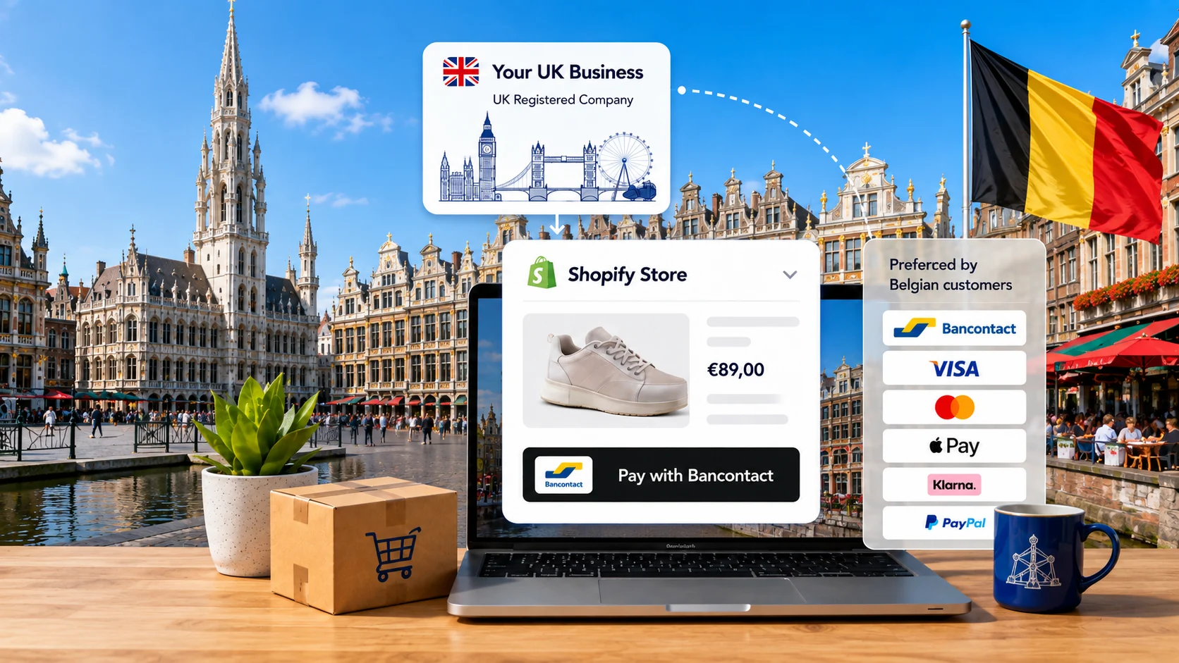 Sell to Belgium with a UK business using Shopify and Bancontact local payment methods