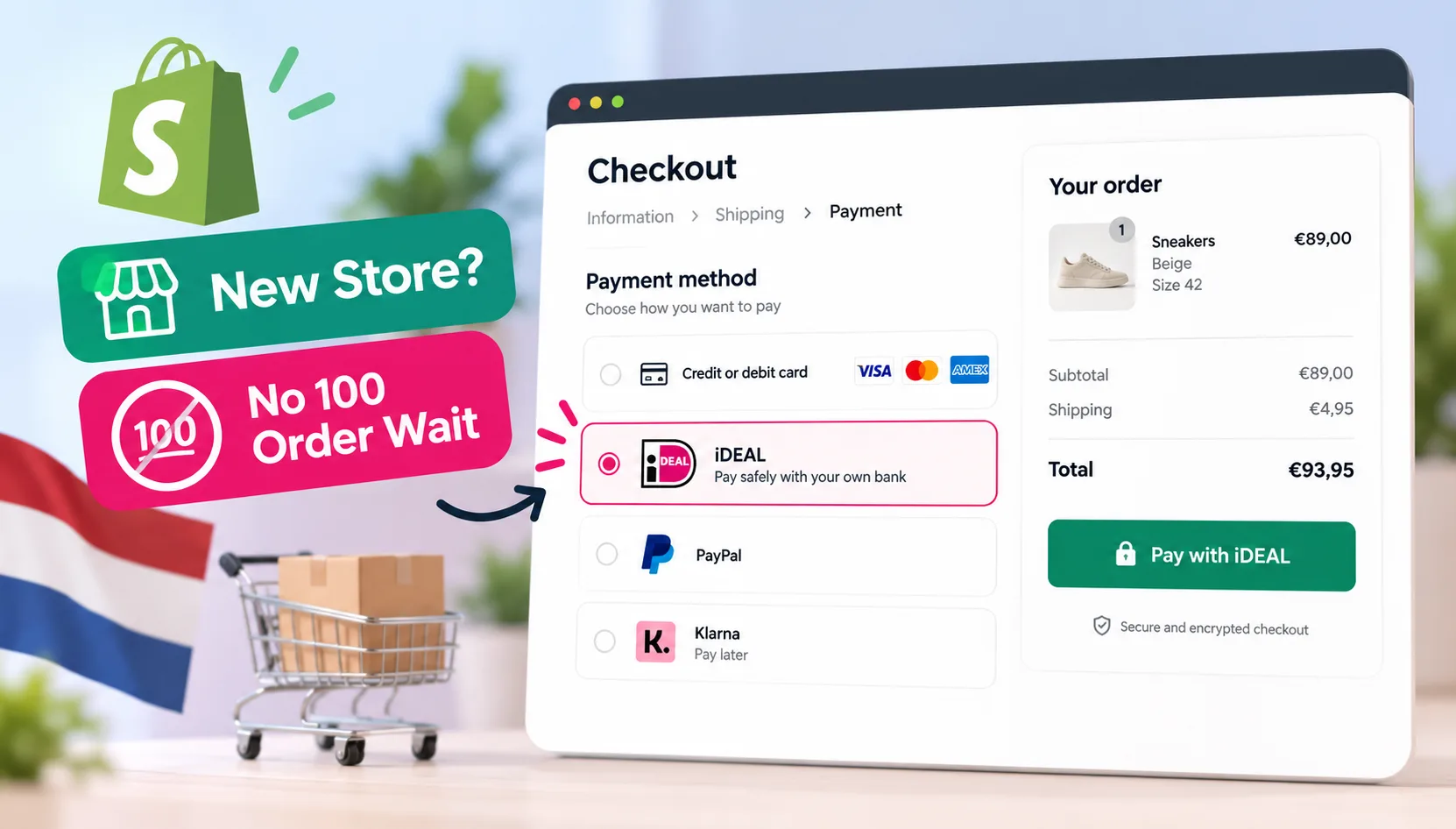 Akceptowanie iDEAL na Shopify bez czekania na 100 zamówień