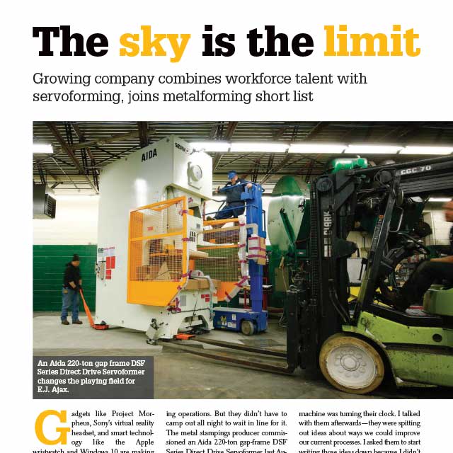 Growing company combines workforce talent with servoforming, joins metalforming short list
