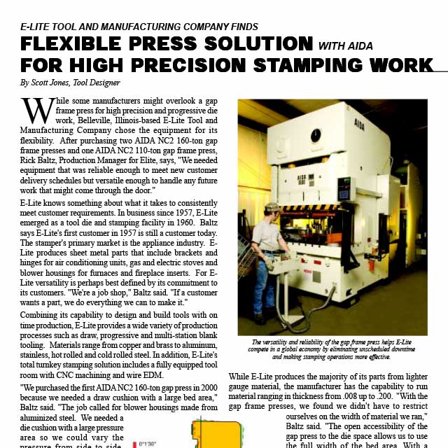 Flexible press solution with AIDA for high precision stamping work