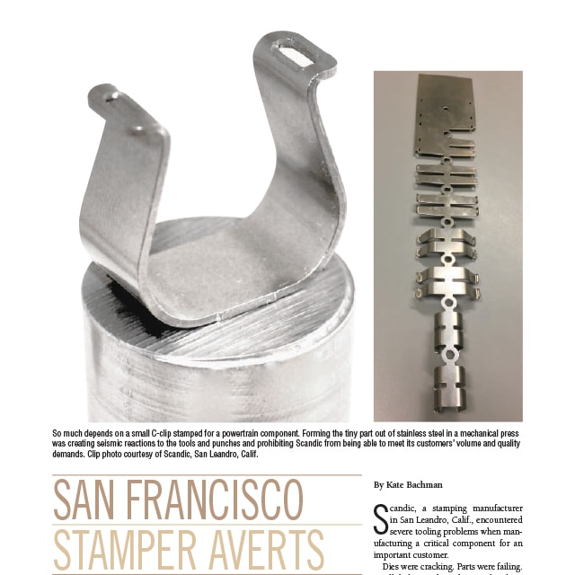 San Francisco stamper averts seismic event with servo press, halts tool breakage, die cracking, part carnage