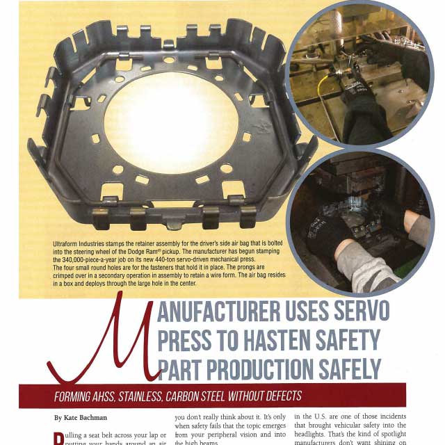 Manufacturer uses servo press to hasten safety part production safely
