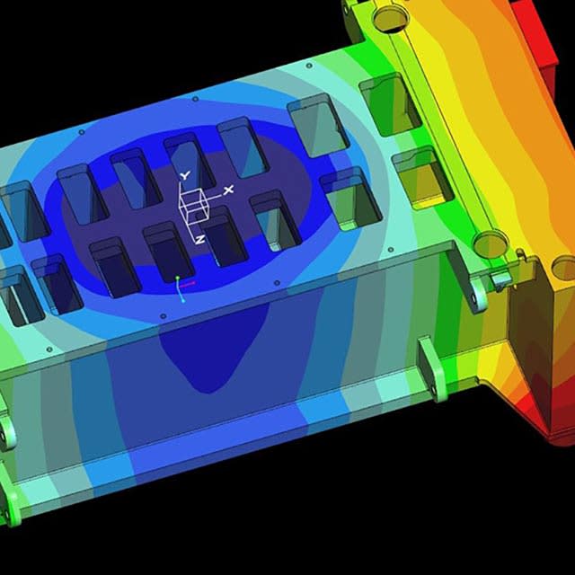 Press frame graphic showing rigidity with FEA