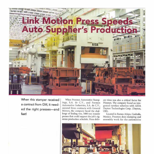 Link motion press speeds auto supplier's production