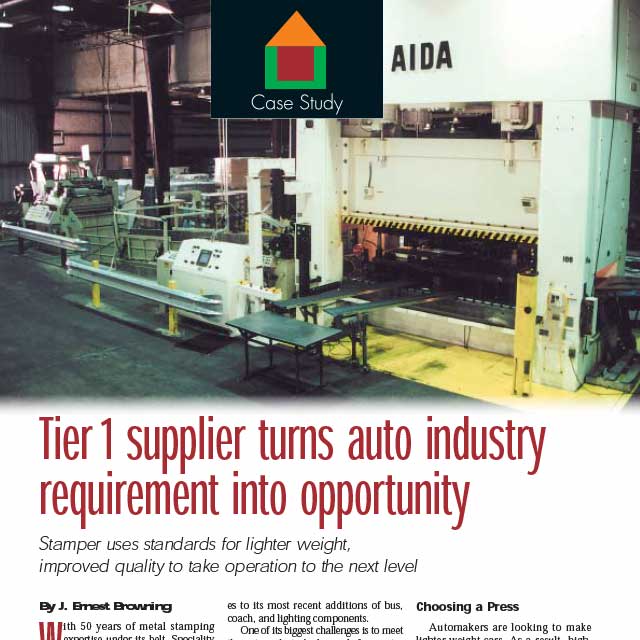 Tier 1 supplier turns auto industry requirement into opportunity