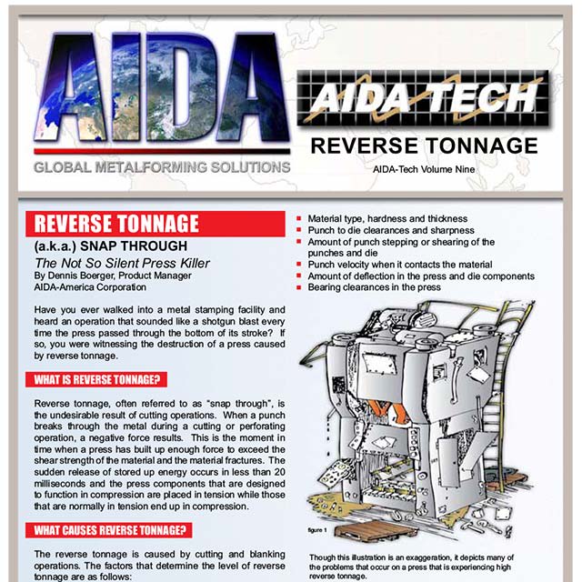 High, unabated reverse tonnage and the shock and vibration that accompany it can destroy dies and presses, crumble ﬂoors, crack foundations, shake building structures or even cause health problems for operators and other personnel working in the area.
