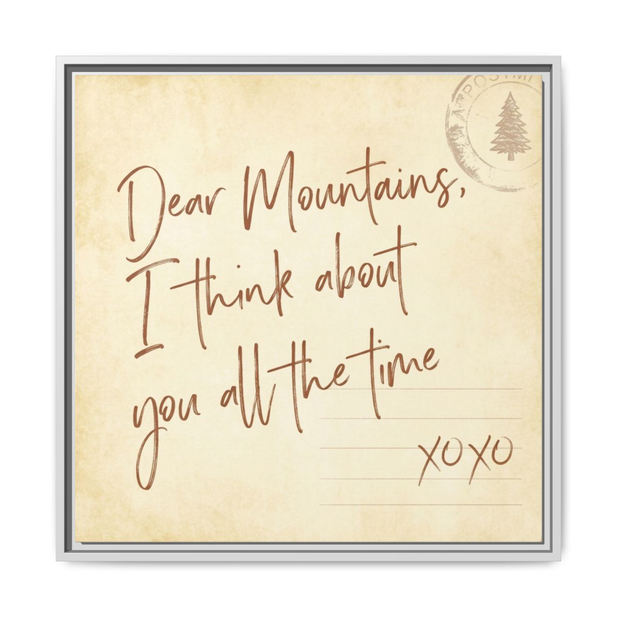Dear Mountains Square Canvas Print | Mountain Quote Wall Art | Rustic Typography Framed Canvas | Cottagecore Hiking Decor — Thumbnail 2
