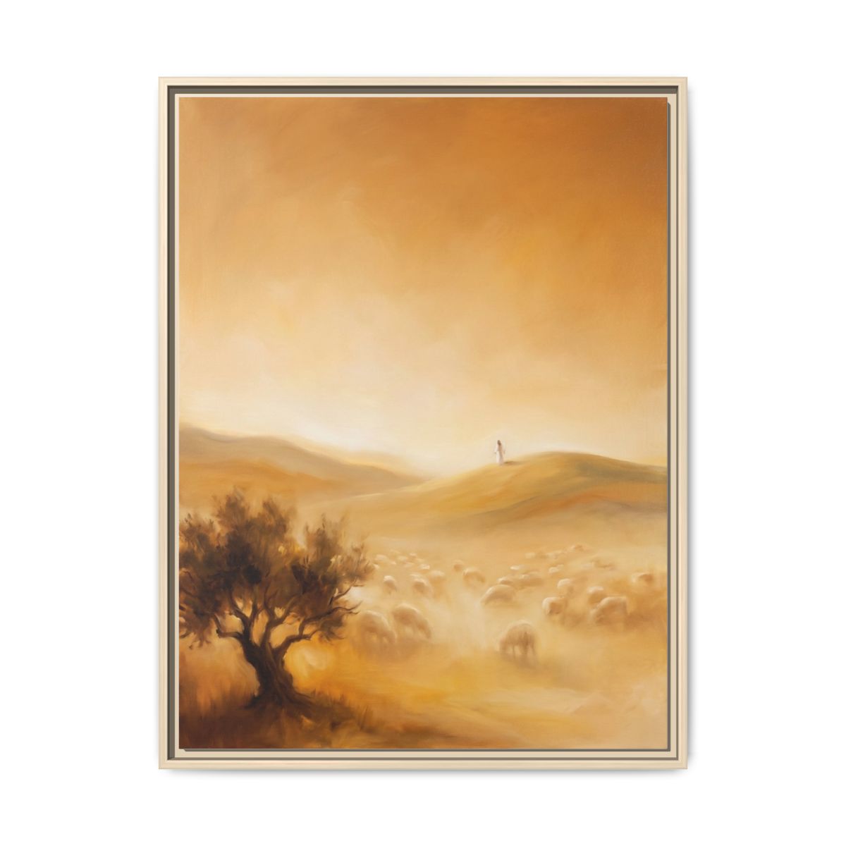 The Good Shepherd Canvas Wall Art | Minimalist Christian Painting | Faith Home Decor | Matthew 18:13 Religious Art Print — Thumbnail 5