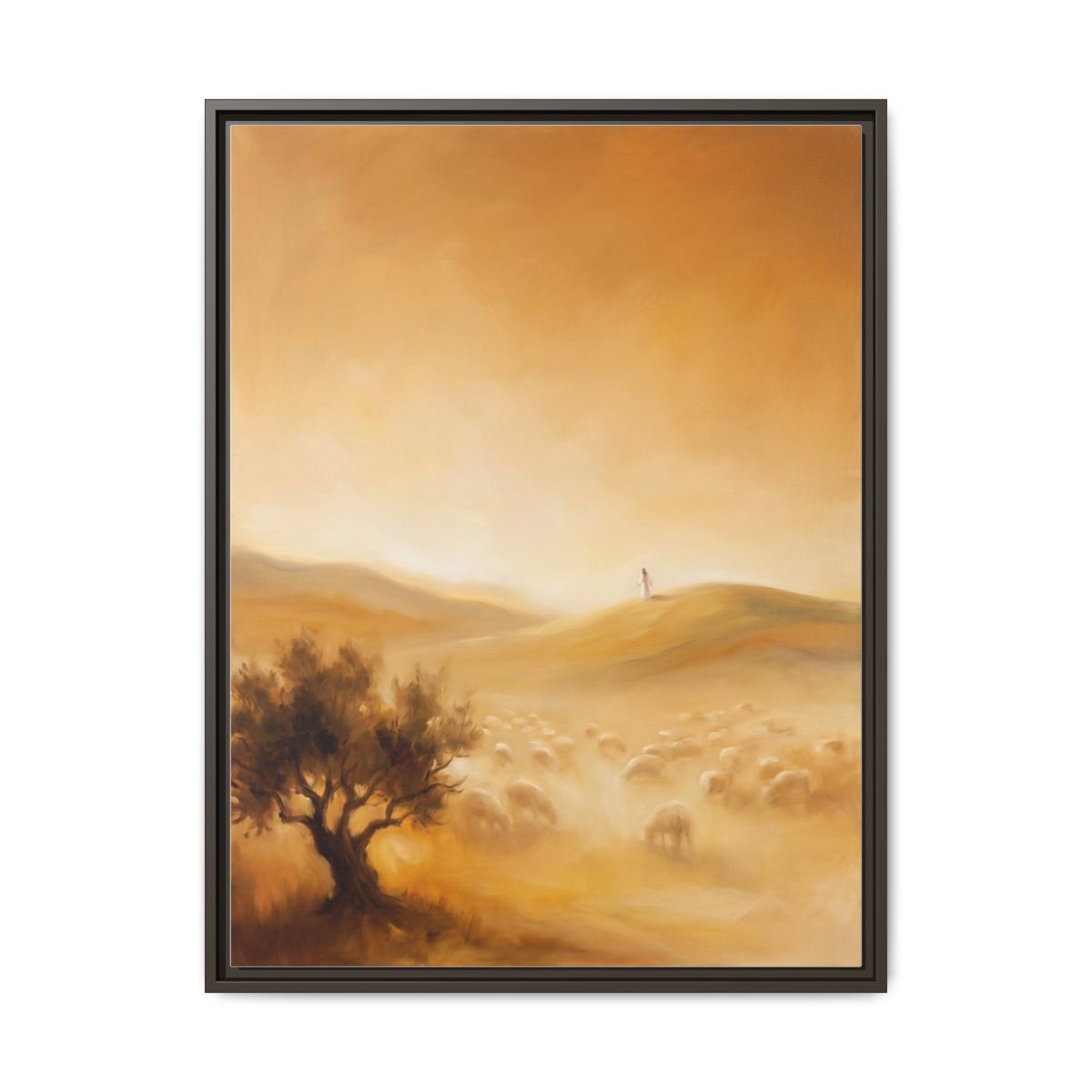The Good Shepherd Canvas Wall Art | Minimalist Christian Painting | Faith Home Decor | Matthew 18:13 Religious Art Print — Thumbnail 3