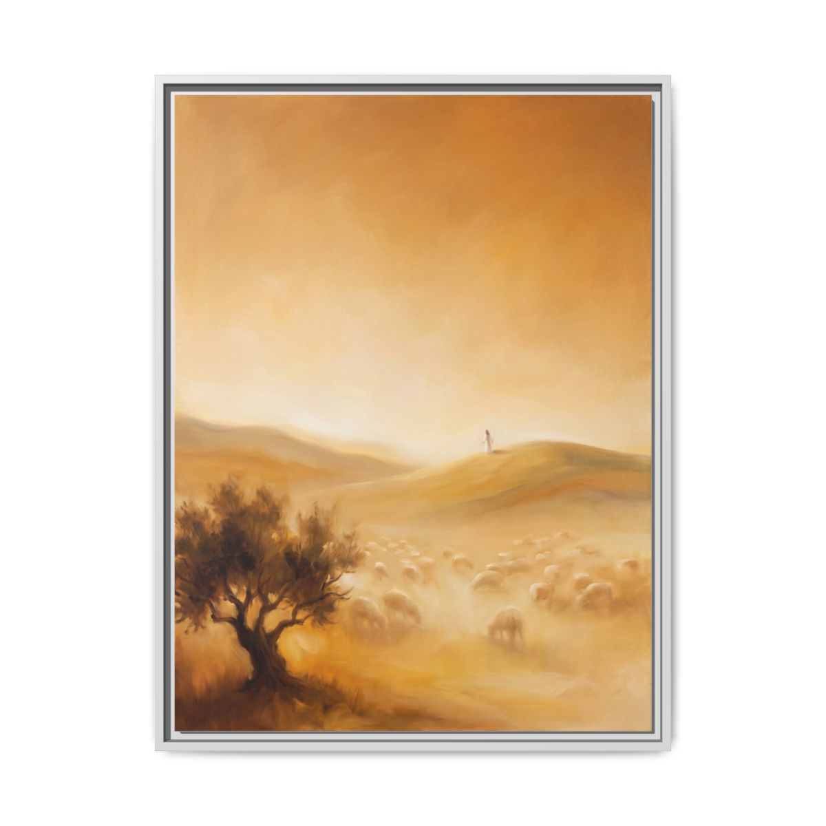 The Good Shepherd Canvas Wall Art | Minimalist Christian Painting | Faith Home Decor | Matthew 18:13 Religious Art Print — Thumbnail 4