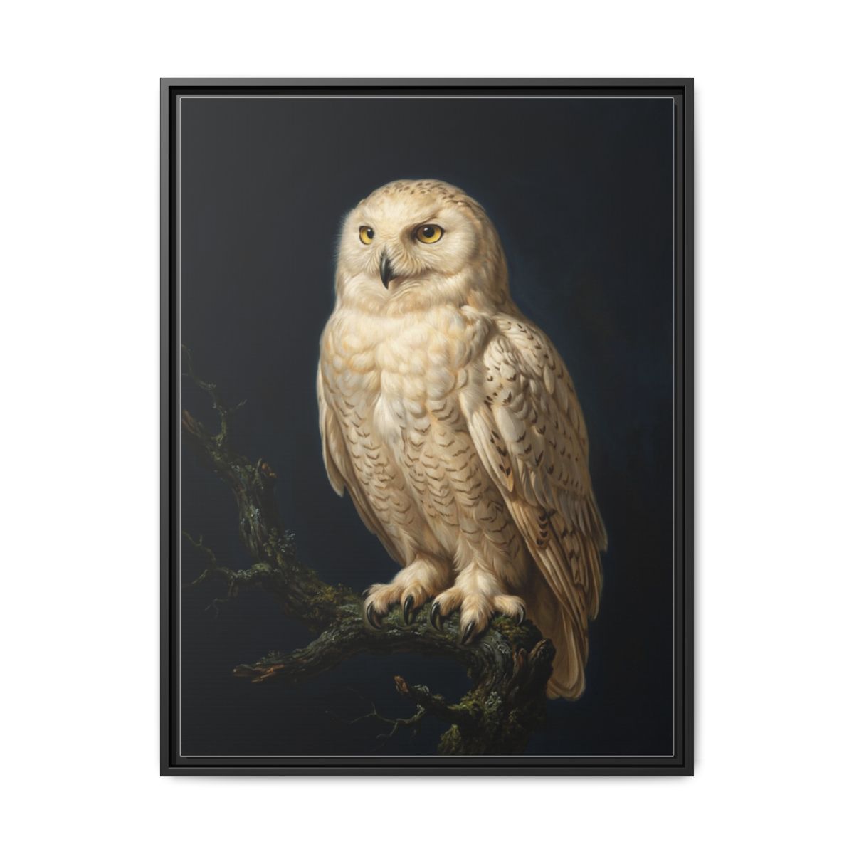 Snowy Owl Canvas Wall Art | White Owl Wildlife Painting | Framed Canvas Print, Ready to Hang — Thumbnail 2