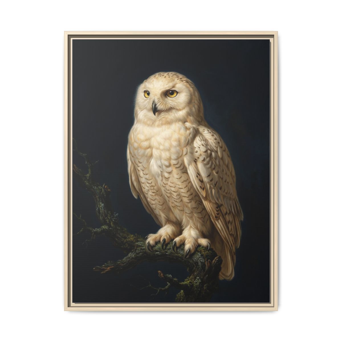 Snowy Owl Canvas Wall Art | White Owl Wildlife Painting | Framed Canvas Print, Ready to Hang — Thumbnail 5