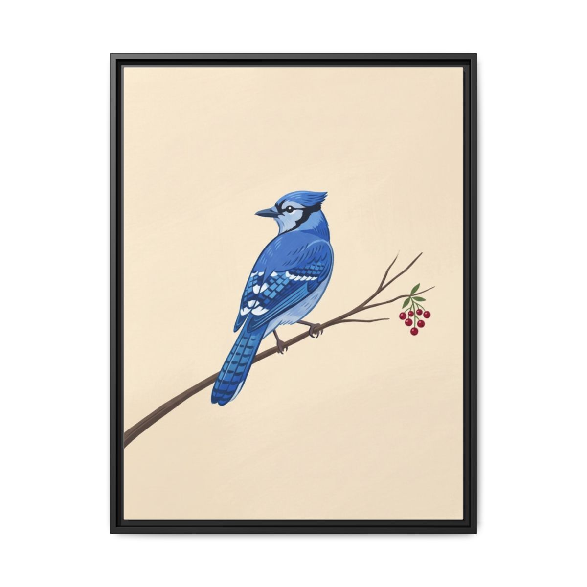 Blue Jay Canvas Wall Art | Minimalist Bird Painting | Framed Canvas Print, Ready to Hang — Thumbnail 2