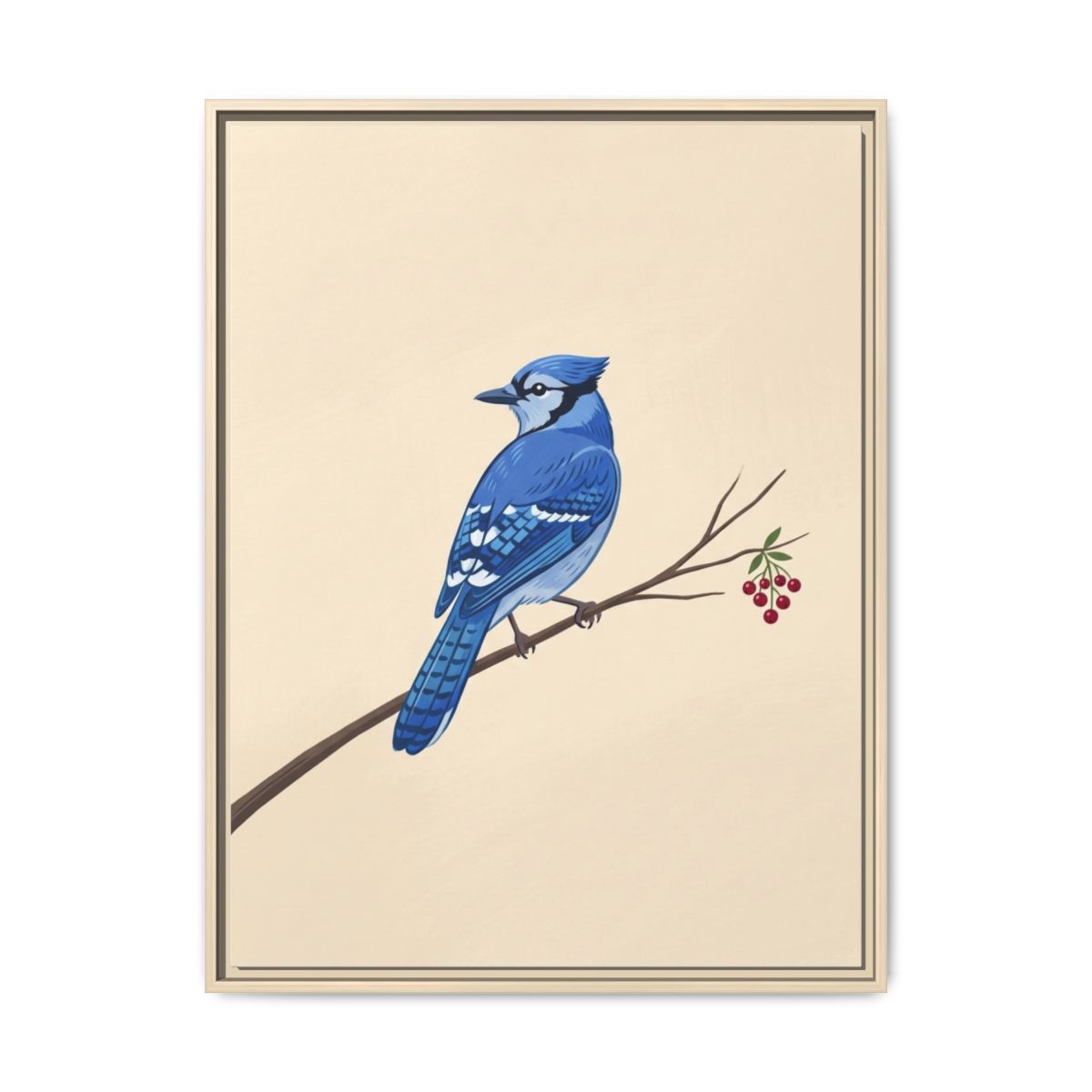 Blue Jay Canvas Wall Art | Minimalist Bird Painting | Framed Canvas Print, Ready to Hang — Thumbnail 5