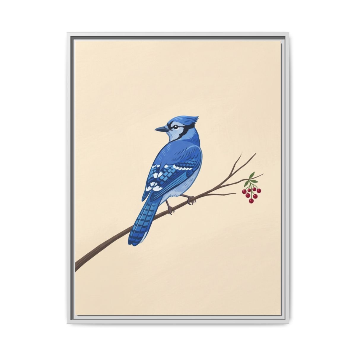 Blue Jay Canvas Wall Art | Minimalist Bird Painting | Framed Canvas Print, Ready to Hang — Thumbnail 4