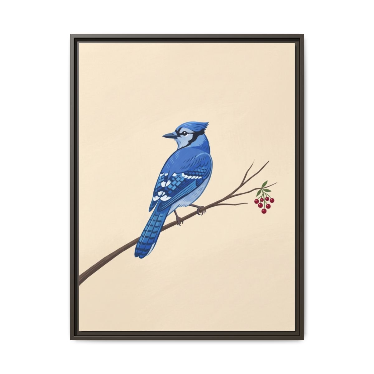 Blue Jay Canvas Wall Art | Minimalist Bird Painting | Framed Canvas Print, Ready to Hang — Thumbnail 3