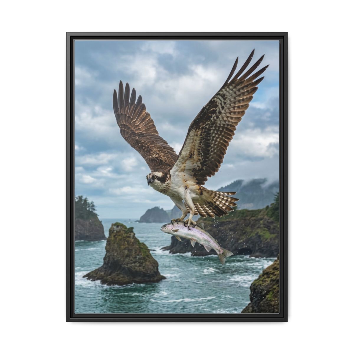 Osprey Canvas Wall Art | Bird of Prey Ocean Wildlife Painting | Framed Canvas Print, Ready to Hang — Thumbnail 2