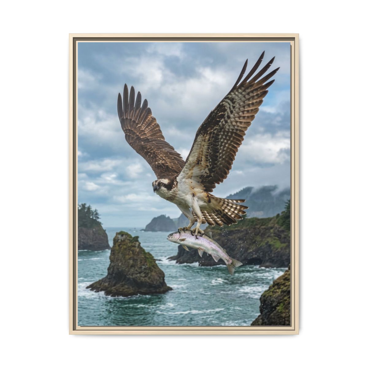 Osprey Canvas Wall Art | Bird of Prey Ocean Wildlife Painting | Framed Canvas Print, Ready to Hang — Thumbnail 5