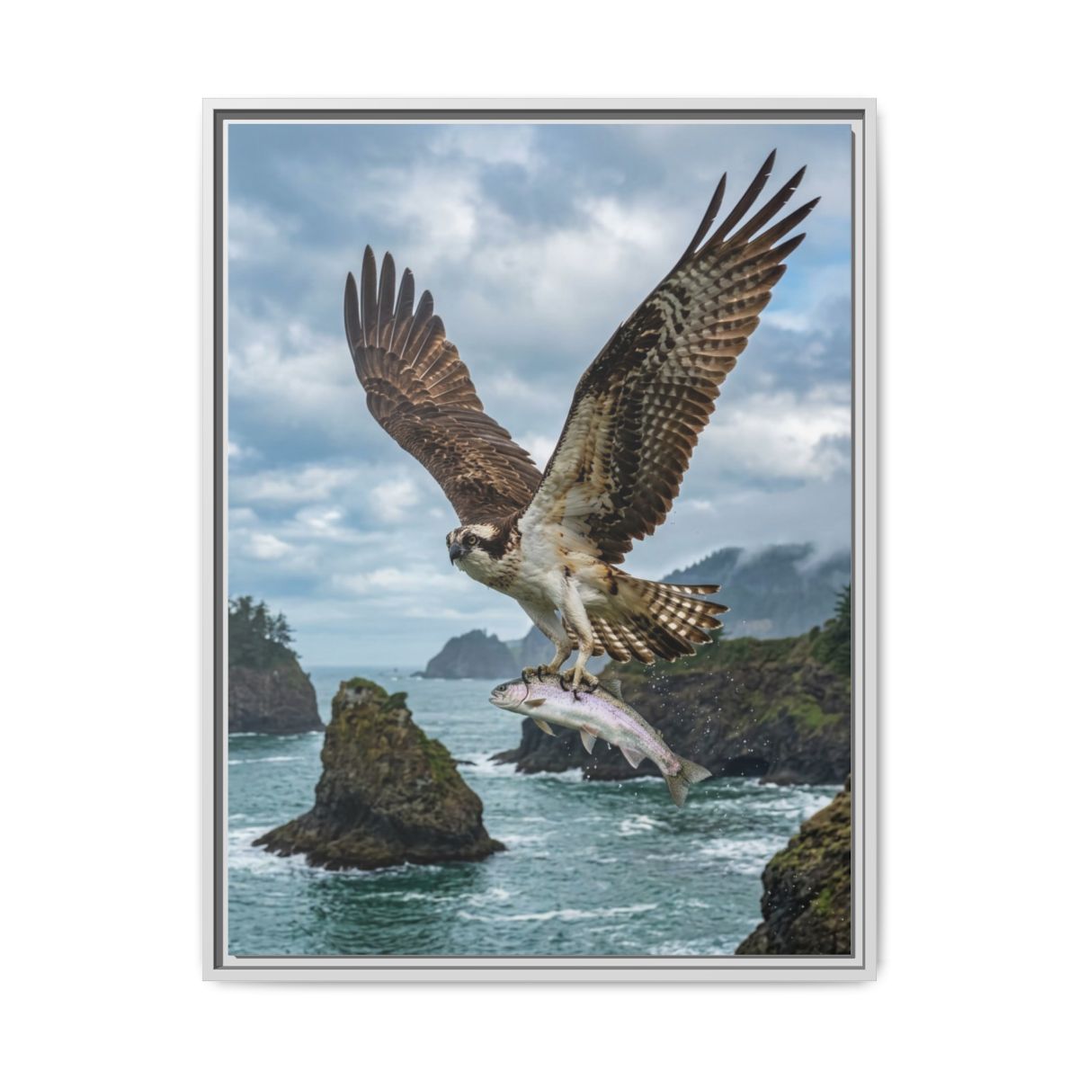 Osprey Canvas Wall Art | Bird of Prey Ocean Wildlife Painting | Framed Canvas Print, Ready to Hang — Thumbnail 4