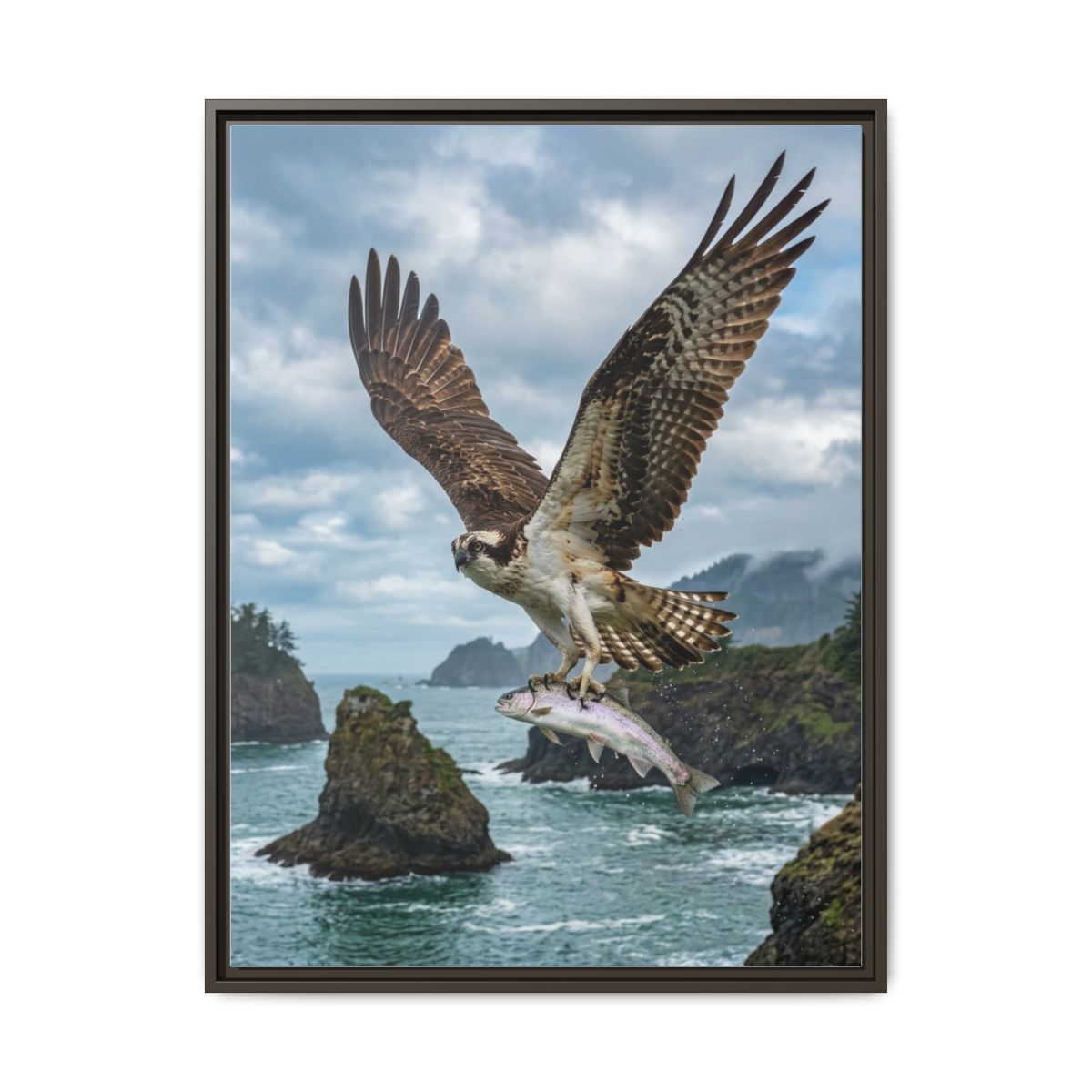 Osprey Canvas Wall Art | Bird of Prey Ocean Wildlife Painting | Framed Canvas Print, Ready to Hang — Thumbnail 3