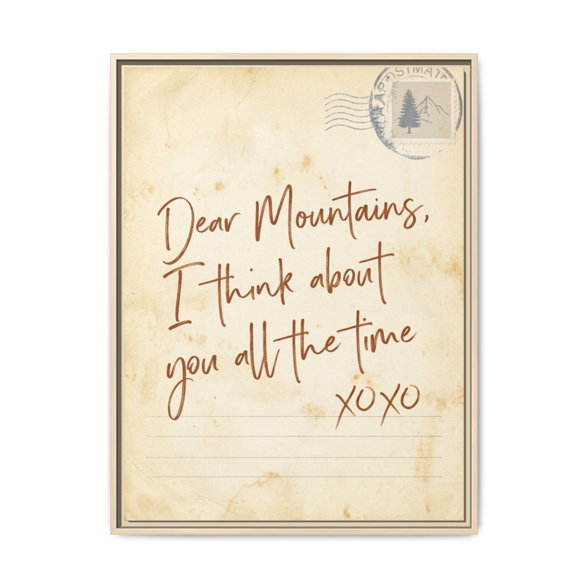 Dear Mountains Canvas Print | Hiking Lover Wall Art | Cottagecore Typography Framed Canvas | Rustic Mountain Quote Decor — Thumbnail 5