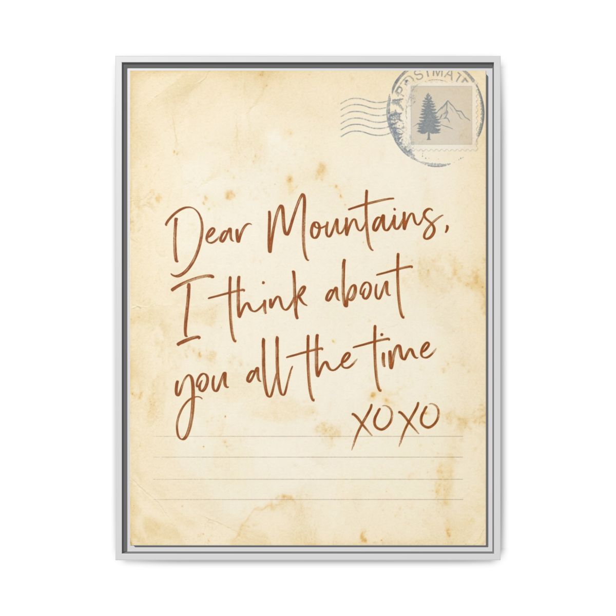 Dear Mountains Canvas Print | Hiking Lover Wall Art | Cottagecore Typography Framed Canvas | Rustic Mountain Quote Decor — Thumbnail 4