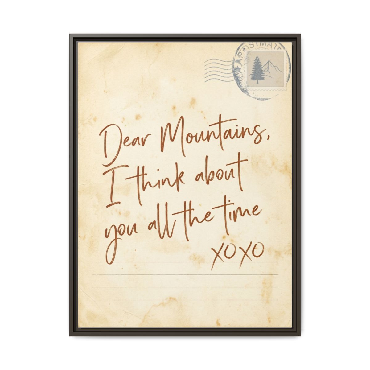 Dear Mountains Canvas Print | Hiking Lover Wall Art | Cottagecore Typography Framed Canvas | Rustic Mountain Quote Decor — Thumbnail 3