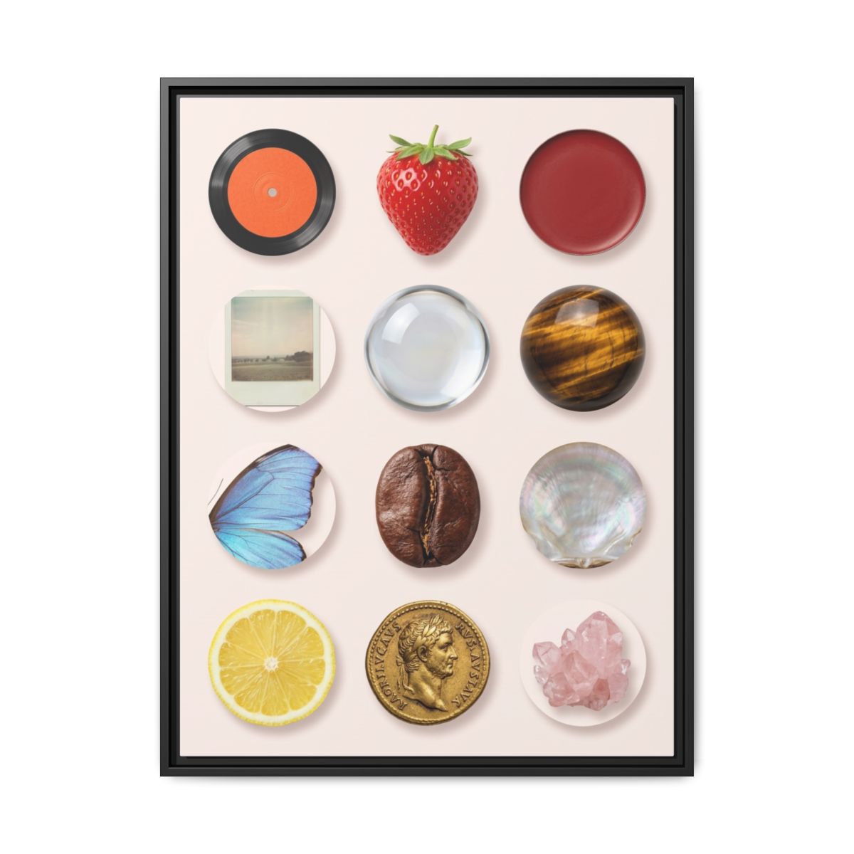 Curated Objects Collage Canvas Print | Blush Pink Maximalist Wall Art | Aesthetic Gallery Art Decor — Thumbnail 2