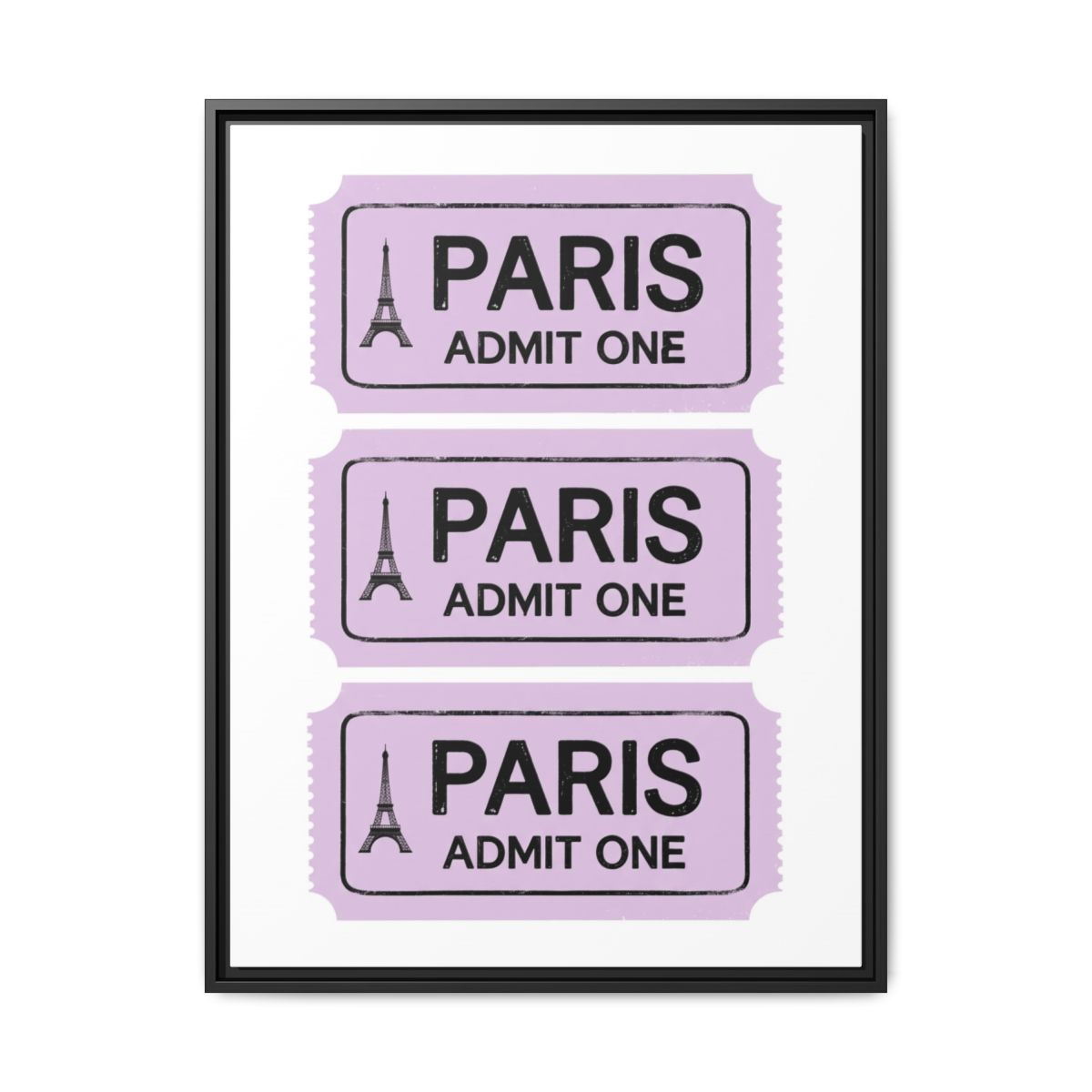 Paris Admit One Retro Ticket Canvas Print | Lavender Wall Art | Eiffel Tower Cute Travel Decor - alternate view