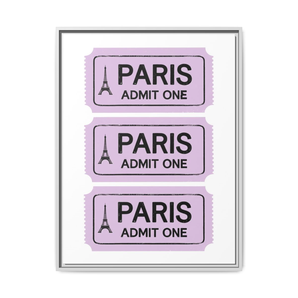 Paris Admit One Retro Ticket Canvas Print | Lavender Wall Art | Eiffel Tower Cute Travel Decor — Thumbnail 4