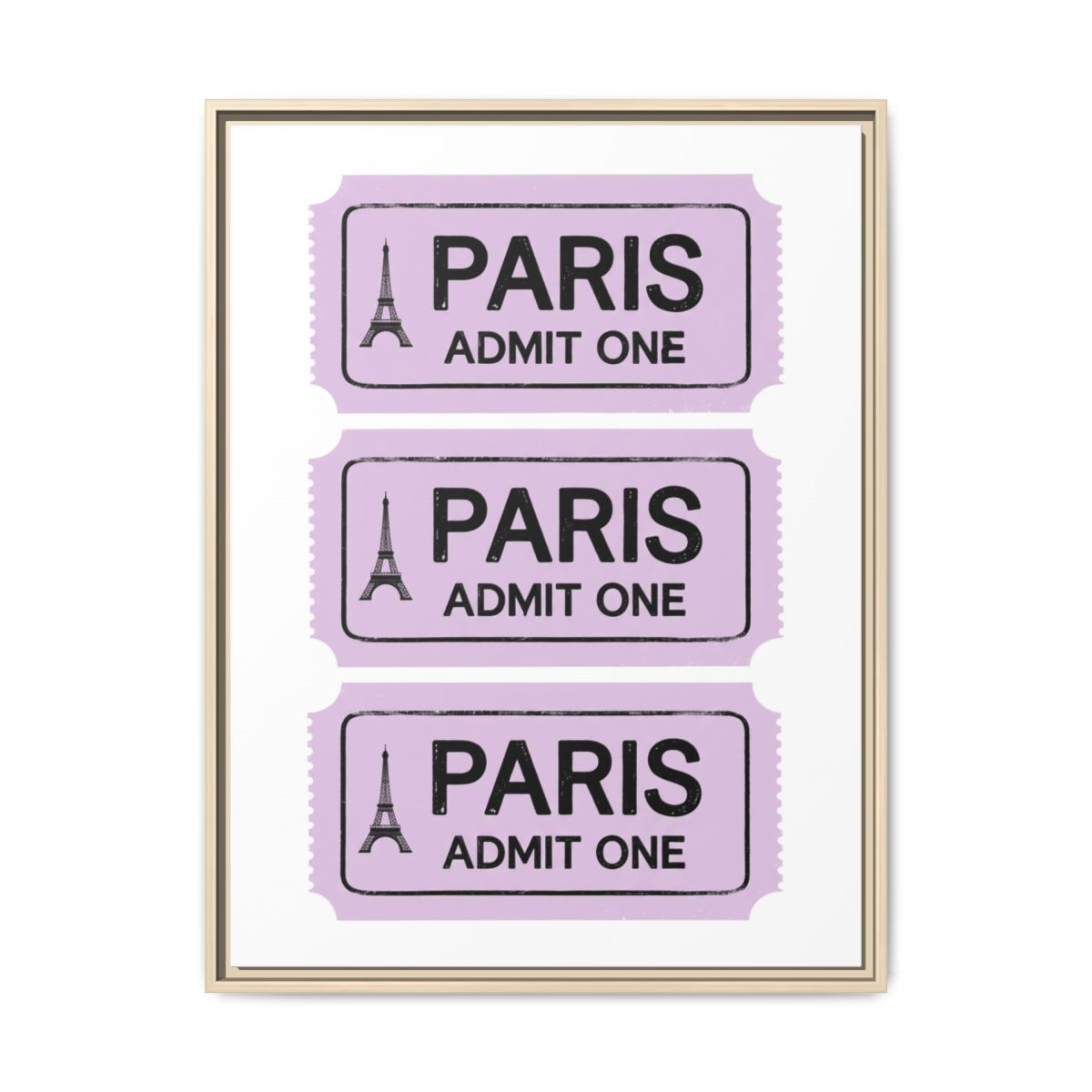 Paris Admit One Retro Ticket Canvas Print | Lavender Wall Art | Eiffel Tower Cute Travel Decor — Thumbnail 5