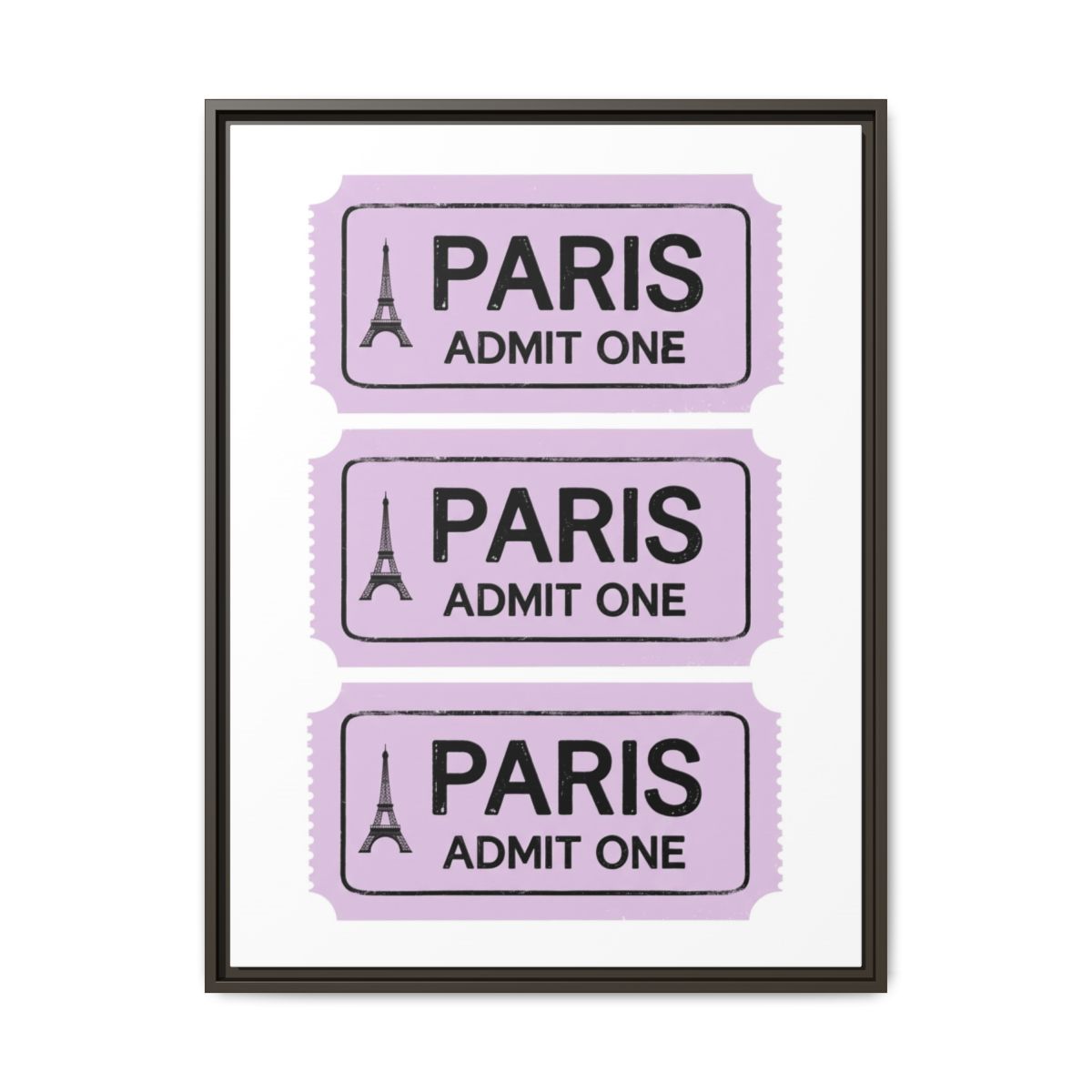 Paris Admit One Retro Ticket Canvas Print | Lavender Wall Art | Eiffel Tower Cute Travel Decor — Thumbnail 3