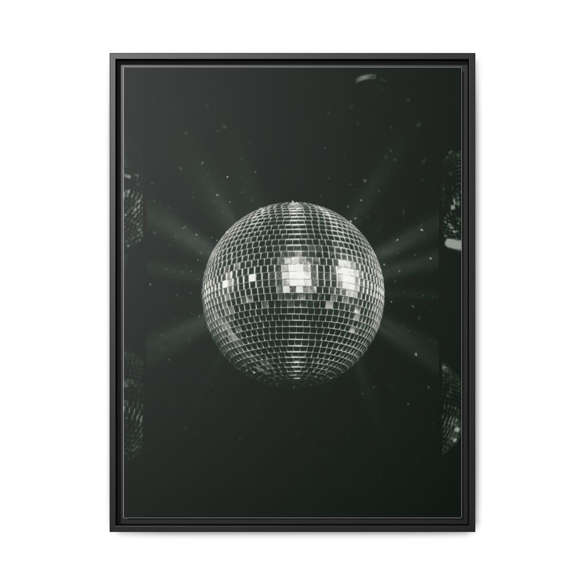 Disco Ball Forest Green Canvas Print | Dark Moody Wall Art | Silver Glam Photography Art Decor - alternate view