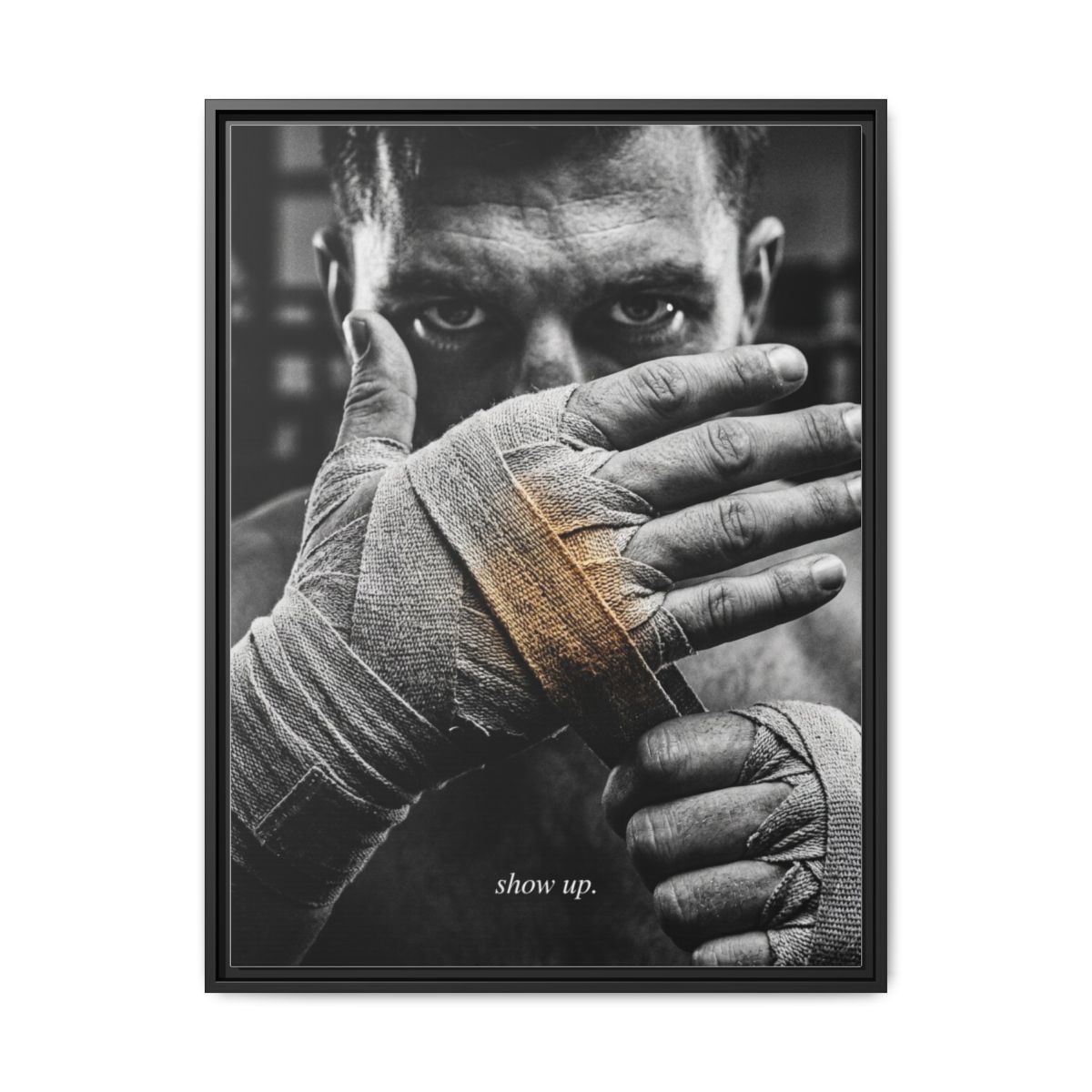 Boxing Canvas Wall Art | Boxer Focus Photography Print Black Gold | Framed Canvas Wall Art, Ready to Hang - alternate view