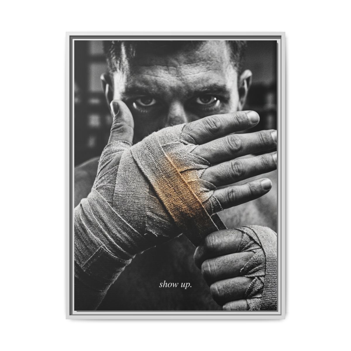 Boxing Canvas Wall Art | Boxer Focus Photography Print Black Gold | Framed Canvas Wall Art, Ready to Hang — Thumbnail 4