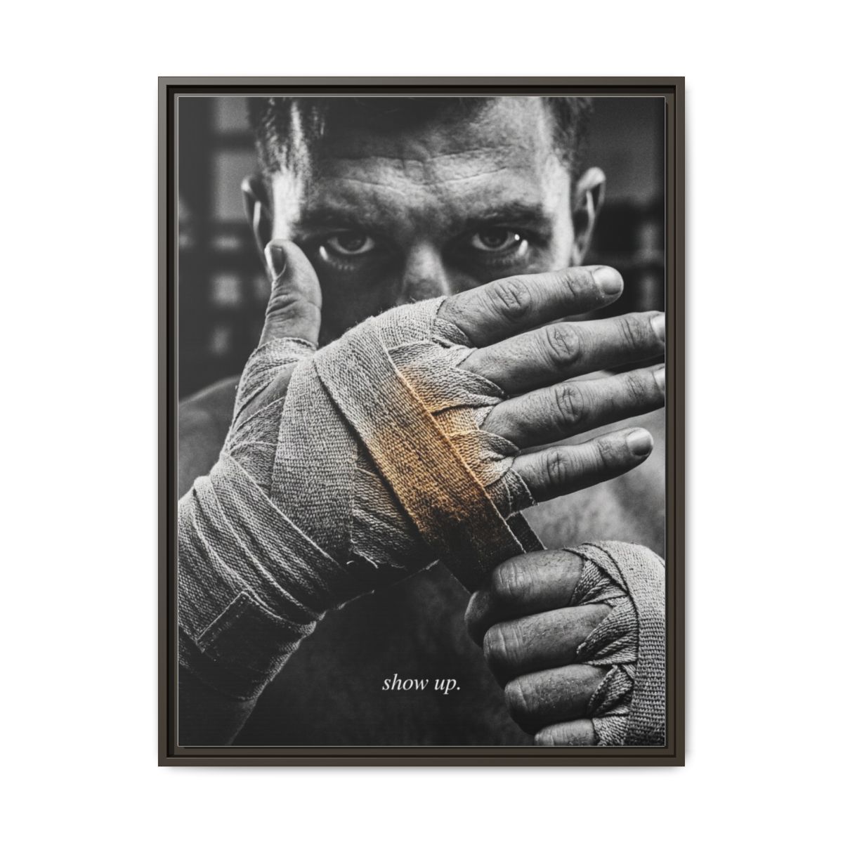 Boxing Canvas Wall Art | Boxer Focus Photography Print Black Gold | Framed Canvas Wall Art, Ready to Hang — Thumbnail 3