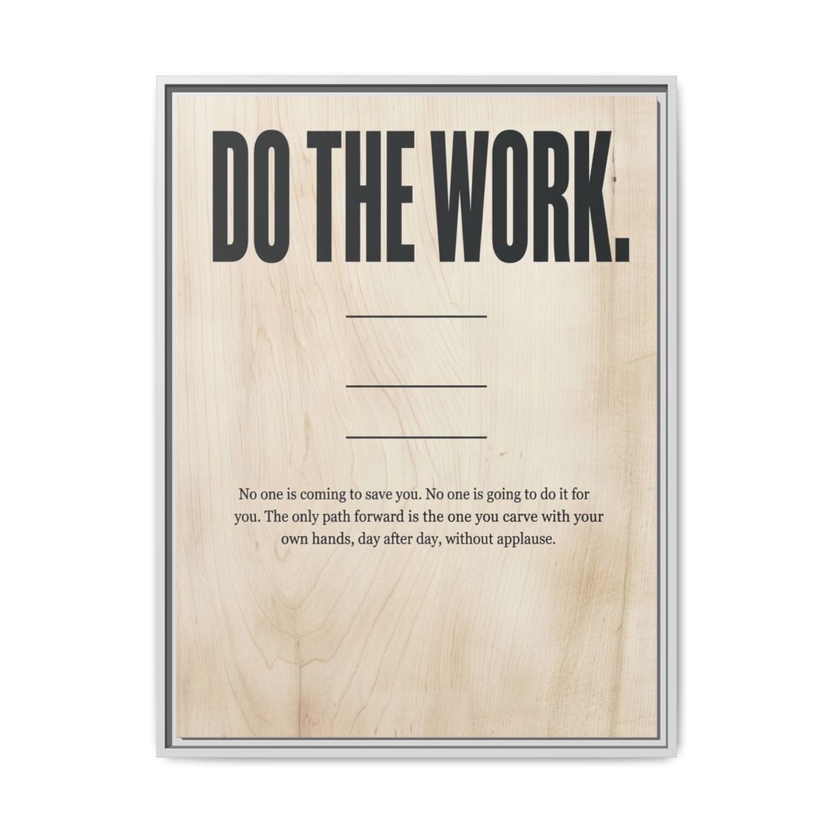 Motivational Canvas Wall Art | Do The Work Typography Print | Birch Charcoal Framed Canvas, Ready to Hang — Thumbnail 4